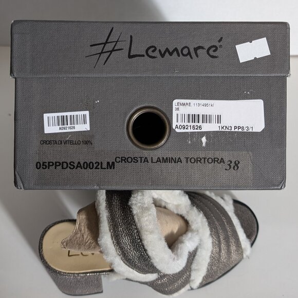 LEMARÉ NEW LEATHER Slingback heels EU 38 US 8 SHEARLING Lining MADE IN ITALY - Picture 13 of 13